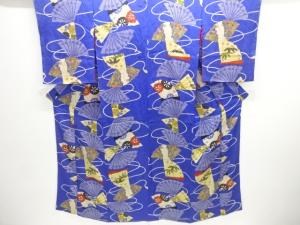 大正ロマン　紋錦紗檜扇に花古典柄着物